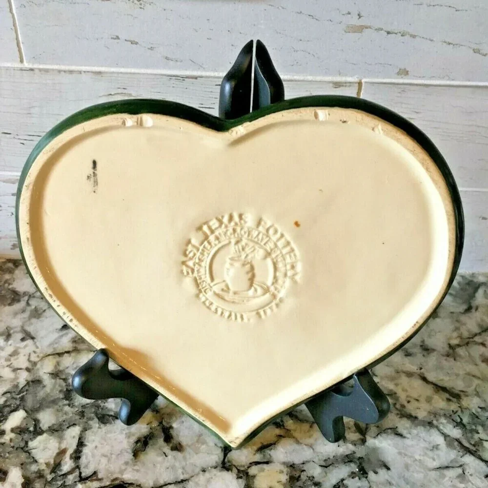 East Texas Pottery Heart Trivet Rustic Lodge Bear Pine Tree Marshall TX USA